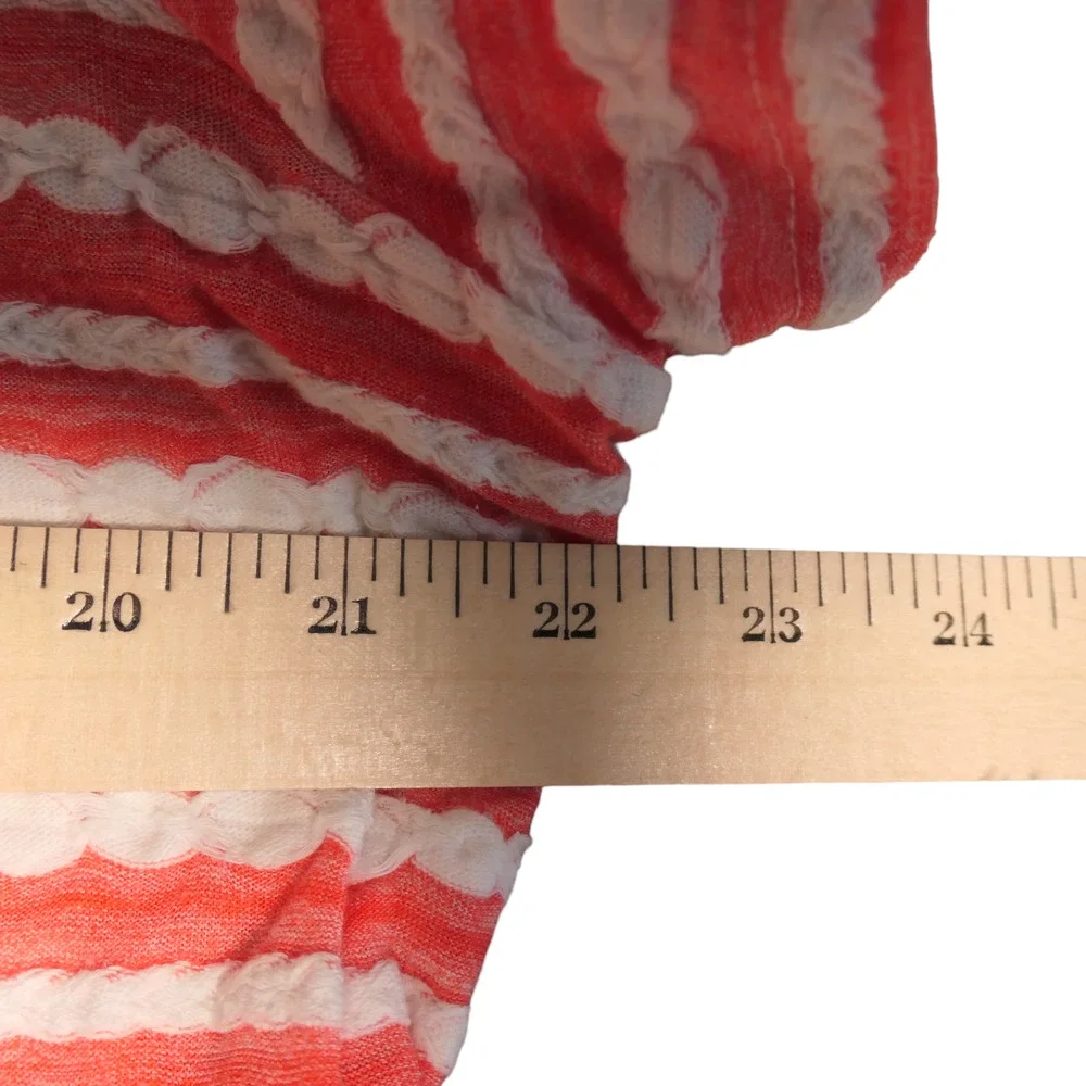 Chicos Knit Top Womens 3 or XL Orange White Ribbon Stretch Short Sleeve - Picture 6 of 11